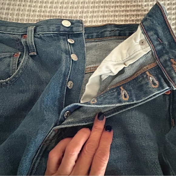 Re/Done 80’s Peg Leg Jeans Medium Wash size 29 Buttonfly - Picture 7 of 8